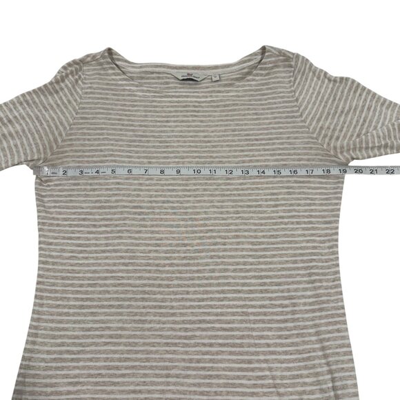 Vineyard Vines Tan Cream Striped Boatneck 3/4‎ Sleeves Top Size M - Picture 5 of 6